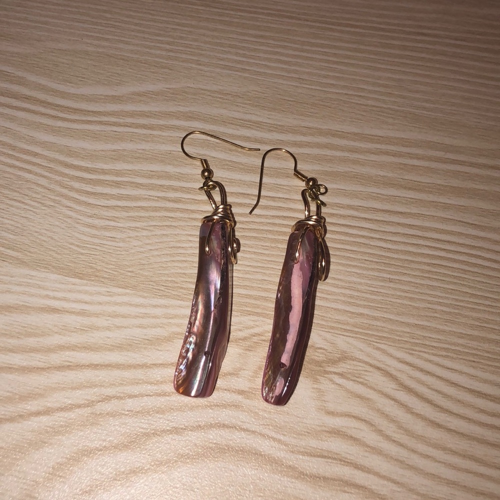 Handcrafted Opalescent Shell Drop Earrings